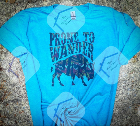 Prone To Wander Blue House Tee - Order Here to Reserve Your Desired Color & Size Selection